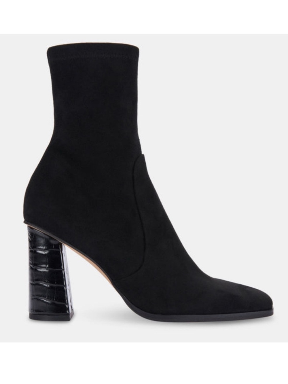 Dolce Vita || Petya Heeled Ankle Boot Bootie Suede Croc Embossed Black 10